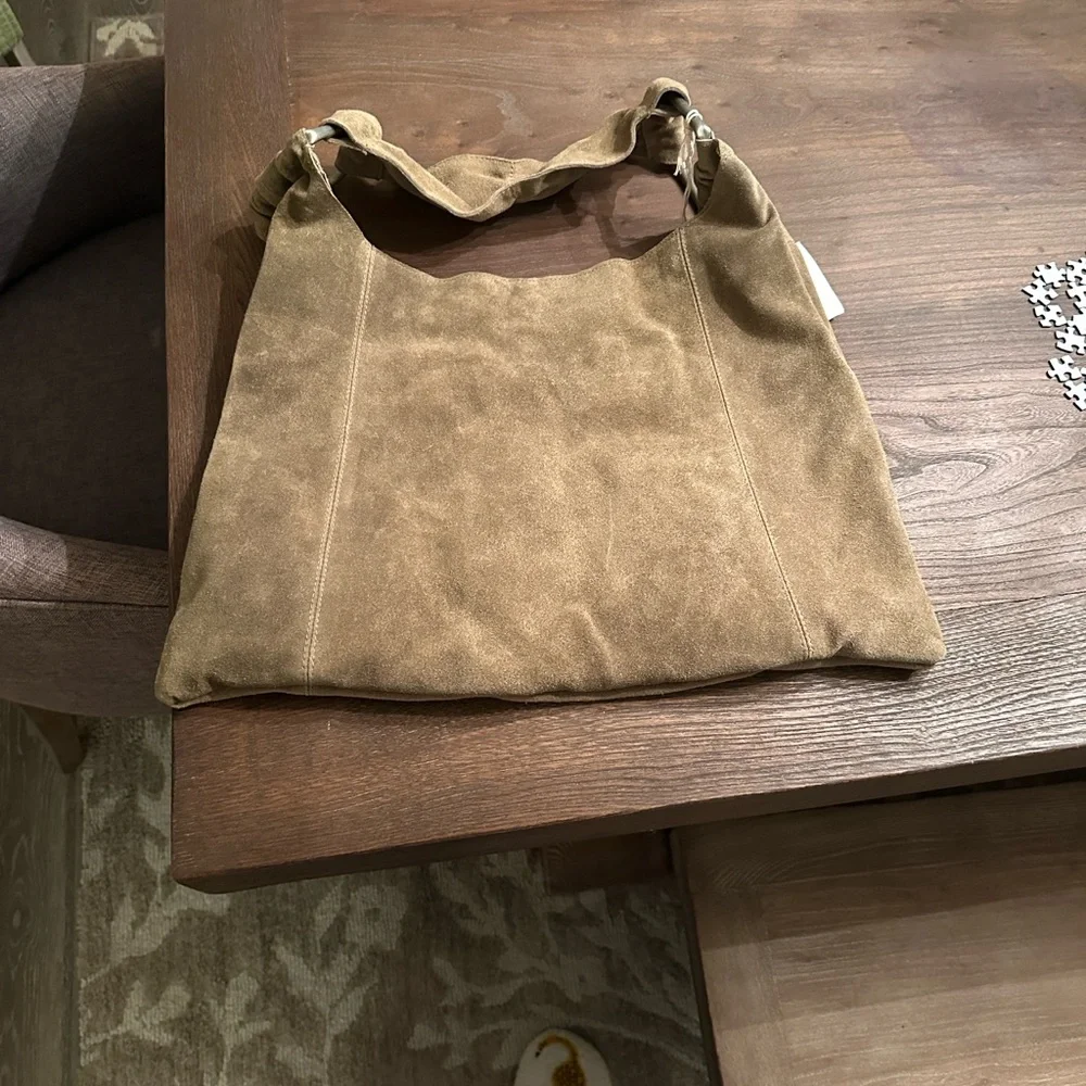 New Free People Bobbi Suede Shoulder Bag ~ Tan - Picture 6 of 7